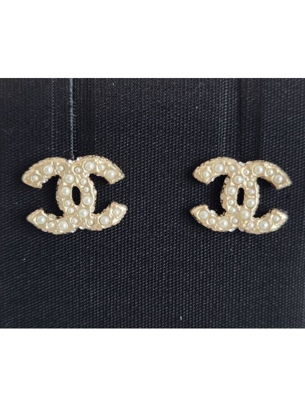 Earrings Metal Strass Resin & Gold Pearly White - CHANEL - BALAAN 3