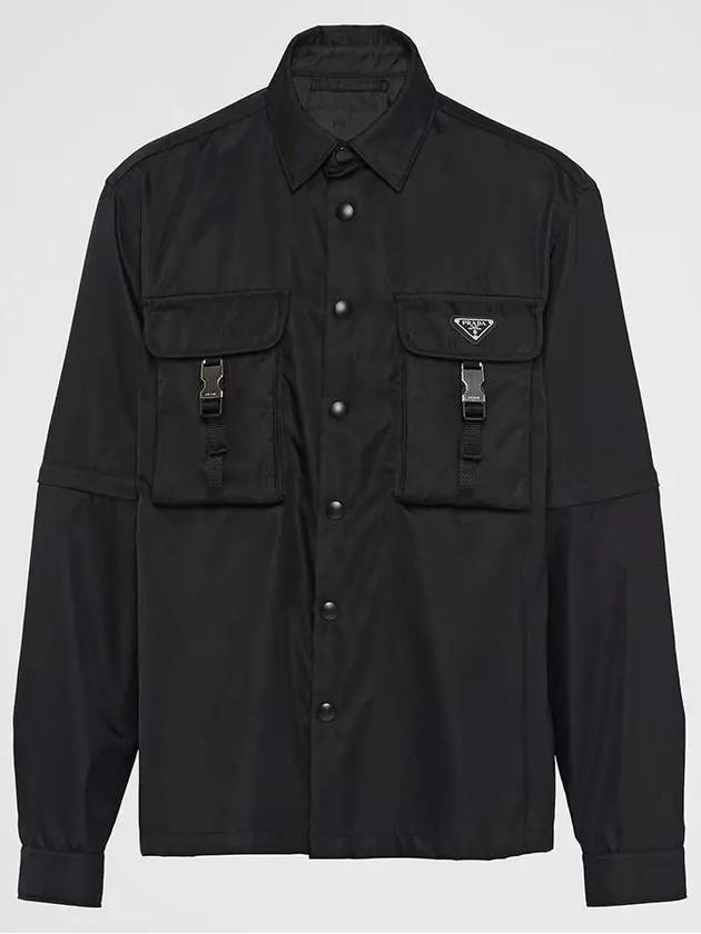 Re-Nylon Triangular Logo Pocket Long Sleeve Shirt Black - PRADA - BALAAN 2