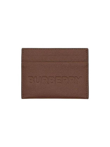 Embossed Logo Grainy Leather Card Wallet Tan - BURBERRY - BALAAN 1