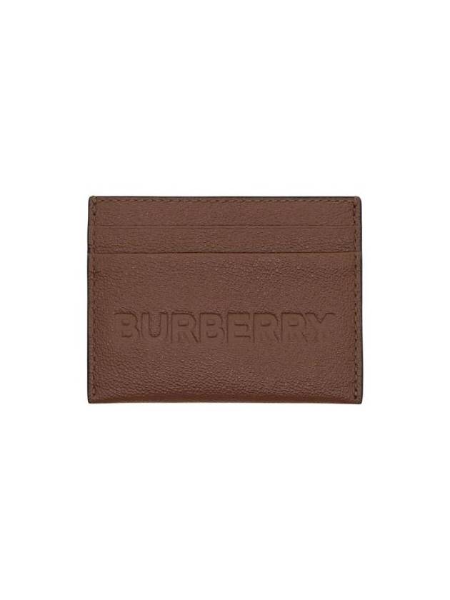 Embossed Logo Grainy Leather Card Wallet Tan - BURBERRY - BALAAN 1