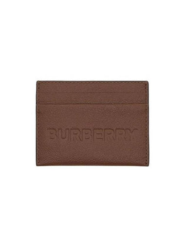 Embossed Logo Grainy Leather Card Wallet Tan - BURBERRY - BALAAN 1