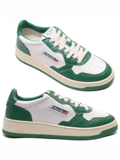 Men's Medalist Leather Low Top Sneakers Green - AUTRY - BALAAN 2