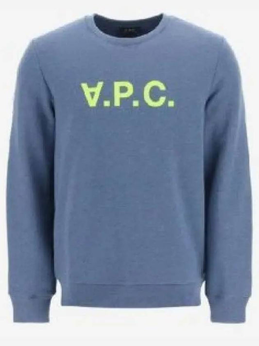 Men's Neon VPC Logo Long Sleeve Sweatshirt Blue - A.P.C. - BALAAN 2