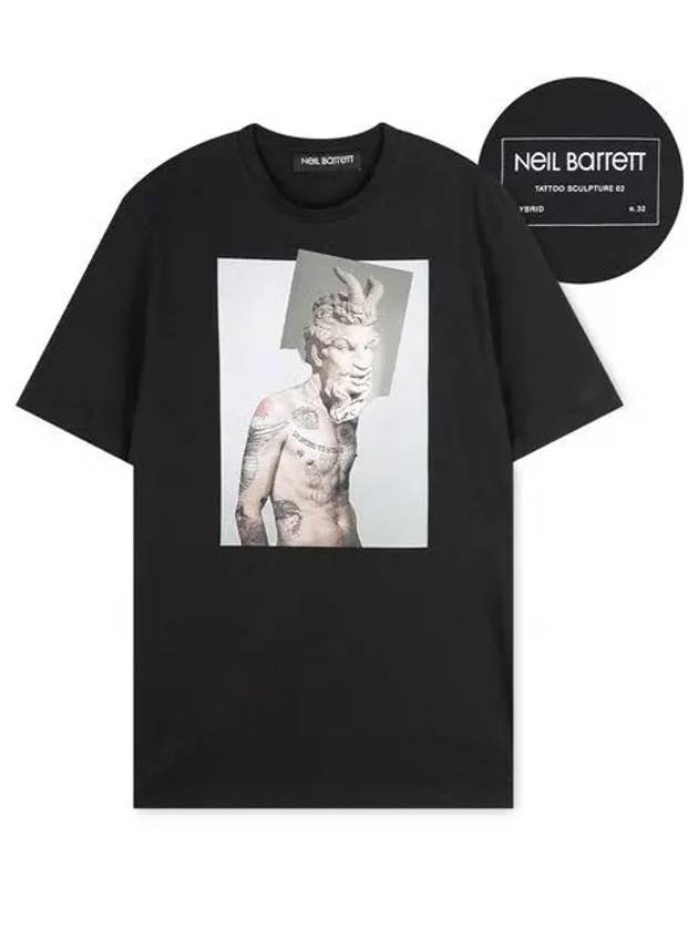 Tattoo Graphic Short Sleeve T-Shirt Black - NEIL BARRETT - BALAAN 2