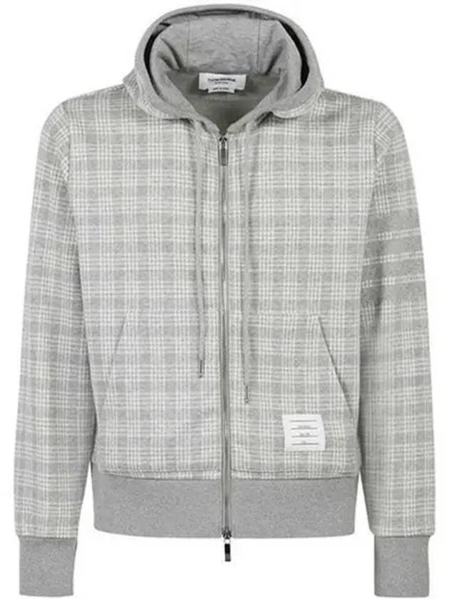 Men's Micro Check Jacquard Zip Up Hoodie Grey - THOM BROWNE - BALAAN 2