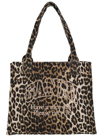 Logo Large Tote Bag Leopard - GANNI - BALAAN 2