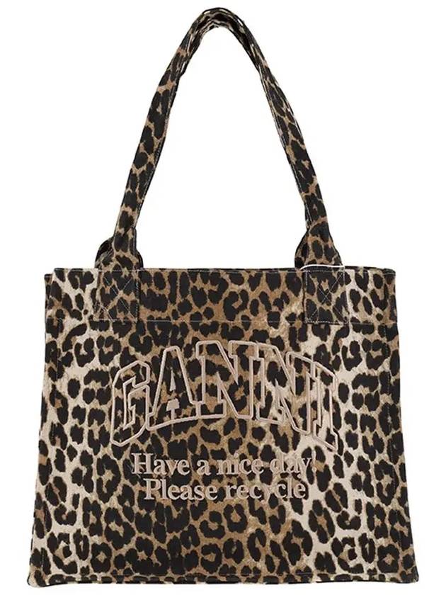 Logo Large Tote Bag Leopard - GANNI - BALAAN 3