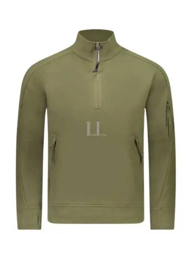 Diagonal Raised Fleece Quarter Zip-Up Sweatshirt Ivy Green - CP COMPANY - BALAAN 2