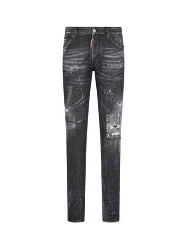 Men's Leather Patch Damaged Cool Guy Jeans COOL GUY Washed Black 271179 - DSQUARED2 - BALAAN 1