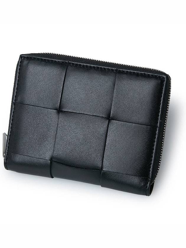 Intrecciato Zipper Around Half Wallet Black - BOTTEGA VENETA - BALAAN 5