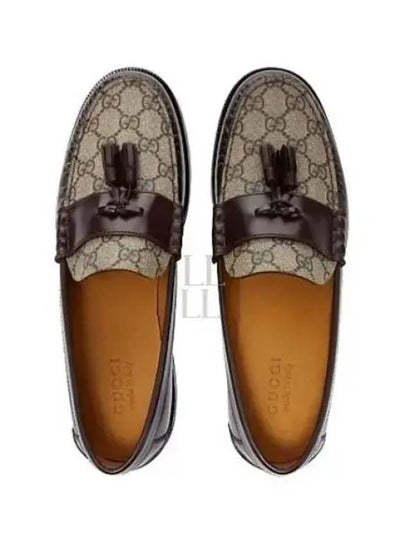 Tassel GG Supreme Canvas Leather Loafers Brown - GUCCI - BALAAN 2