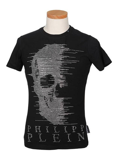 Ghost Skull Print Cotton Short Sleeve T-Shirt Black - PHILIPP PLEIN - BALAAN 2