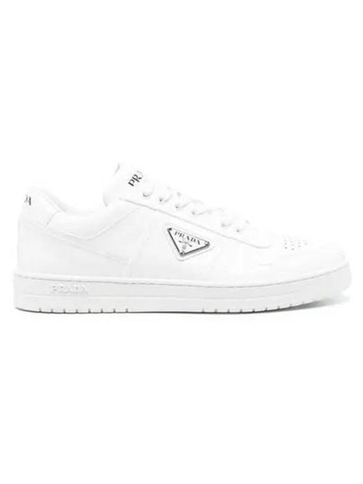 Men's Downtown Triangle Logo Leather Low Top Sneakers White - PRADA - BALAAN 2