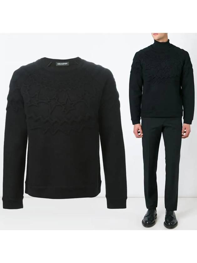 11th Anniversary Embossed Star Point Knit Black BMA369 3668 01 - NEIL BARRETT - BALAAN 1