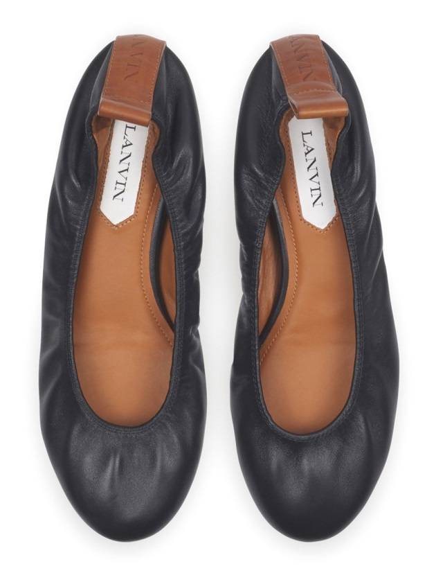 Embossed Logo Ballerina Leather Flat Black - LANVIN - BALAAN 3