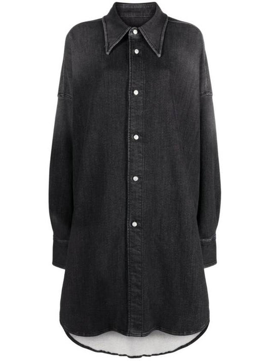 Button Up Denim Shirt Dress Mini Dress Black - MAISON MARGIELA - BALAAN 1