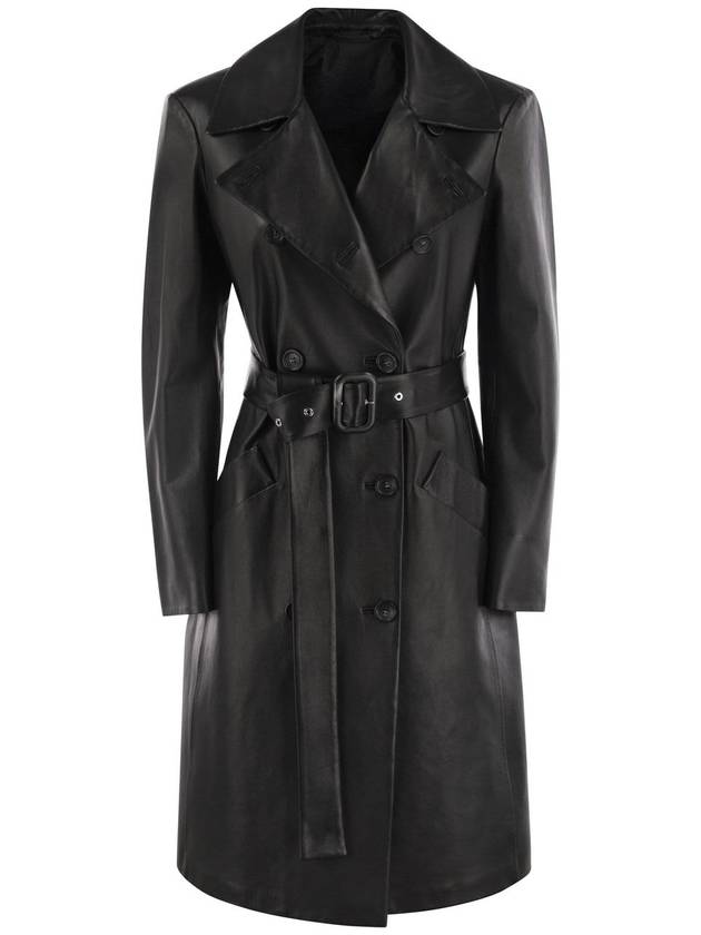 Belted Leather Coat Black - MAX MARA SPORTMAX - BALAAN 2