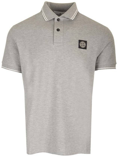 Stretch Cotton Pique Short Sleeve Polo Shirt Grey - STONE ISLAND - BALAAN 2