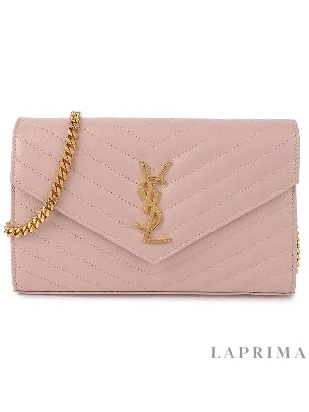 Monogram Matelasse Chain Shoulder Bag Pink - SAINT LAURENT - BALAAN 9