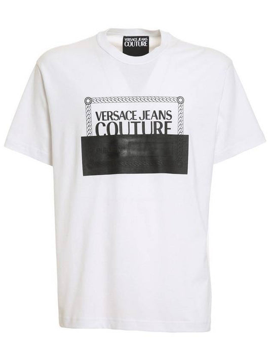 Jeans Couture Logo Graphic Short Sleeve T-Shirt White - VERSACE - BALAAN 1