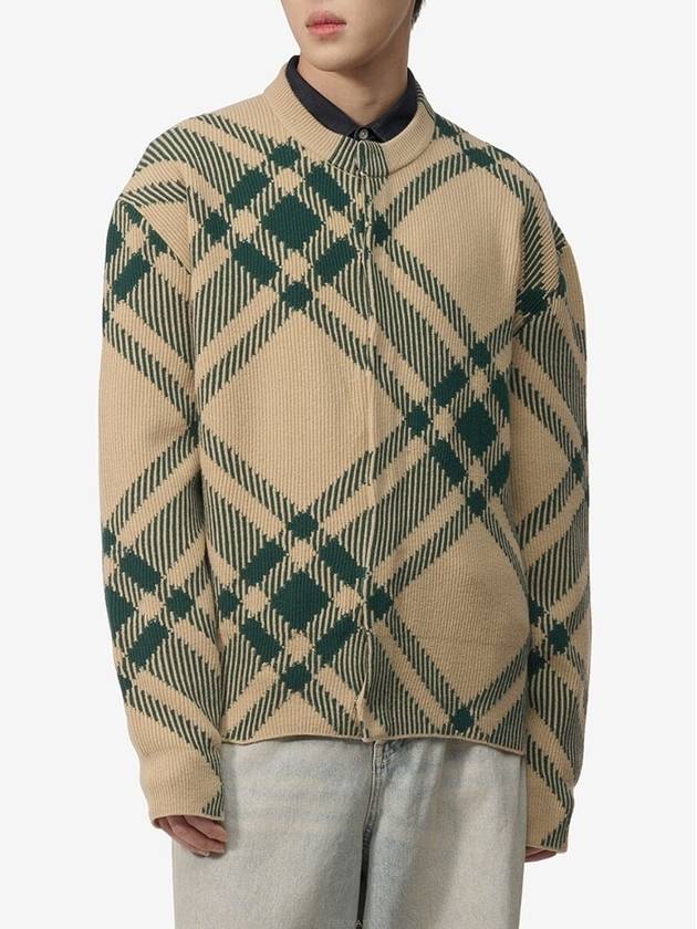 Check Pattern Intarsia Knit Cardigan Green - BURBERRY - BALAAN 7