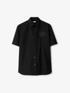 EKD Embroidered Cotton Short Sleeve Shirt Black - BURBERRY - BALAAN 2