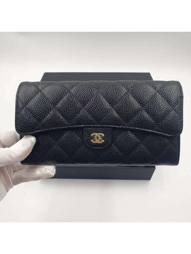 Classic Gold Hardware Grained Calfskin Long Wallet Black - CHANEL - BALAAN 7