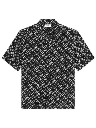 All Over Logo Hawaiian Silk Short Sleeve Shirt Black - CELINE - BALAAN 2