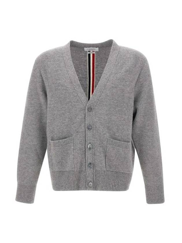 Brushed Effect Virgin Wool Cardigan Grey - THOM BROWNE - BALAAN 1