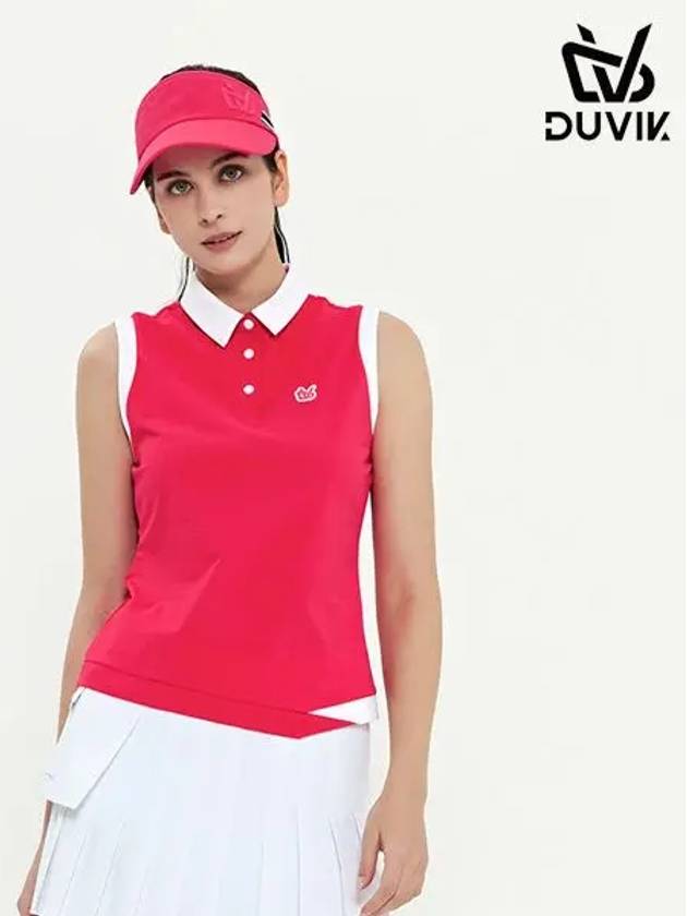 color matching point sleeveless collar t-shirt DD2WTS109WH - DUVIK - BALAAN 4