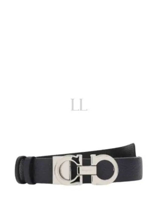 Reversible Gancini Leather Belt Black Blueberry - SALVATORE FERRAGAMO - BALAAN 2