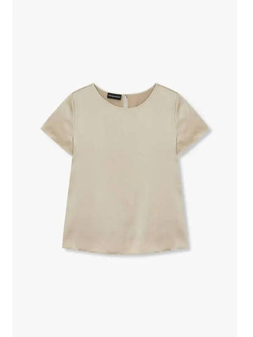 Women s Glossy Silk Short Sleeve Top Gold - EMPORIO ARMANI - BALAAN 1