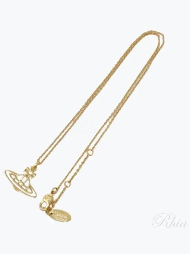 Women's Thin Line Short Flat ORB Pendant Necklace Gold - VIVIENNE WESTWOOD - BALAAN 2