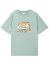 Surfing Foxes Logo Print Short Sleeve T-Shirt Sky Blue - MAISON KITSUNE - BALAAN 2