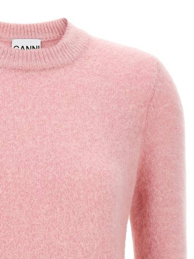 Brush Alpaca O Neck Knit Top Pink - GANNI - BALAAN 4