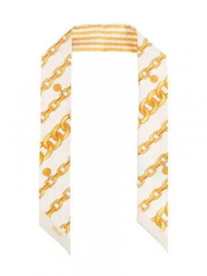 Chain Print Silk Scarf White - VERSACE - BALAAN 2