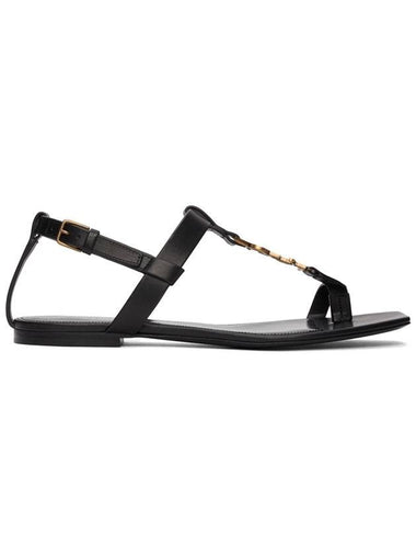 Women's Cassandra Monogram Logo Patent Leather Sandals Black - SAINT LAURENT - BALAAN 1