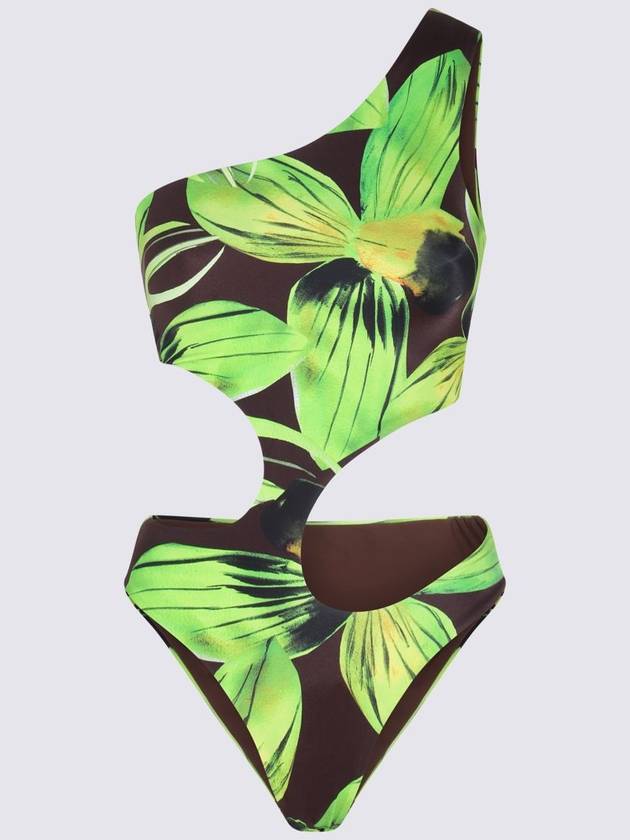 Louisa Ballou Green Leaf Print One Shoulder Swimsuit - LOUISA BALLOU - BALAAN 1