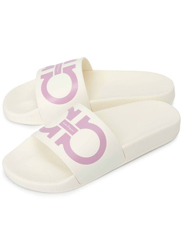 Salvatore Gancini Printing Band Rubber Slippers White Pink - SALVATORE FERRAGAMO - BALAAN.