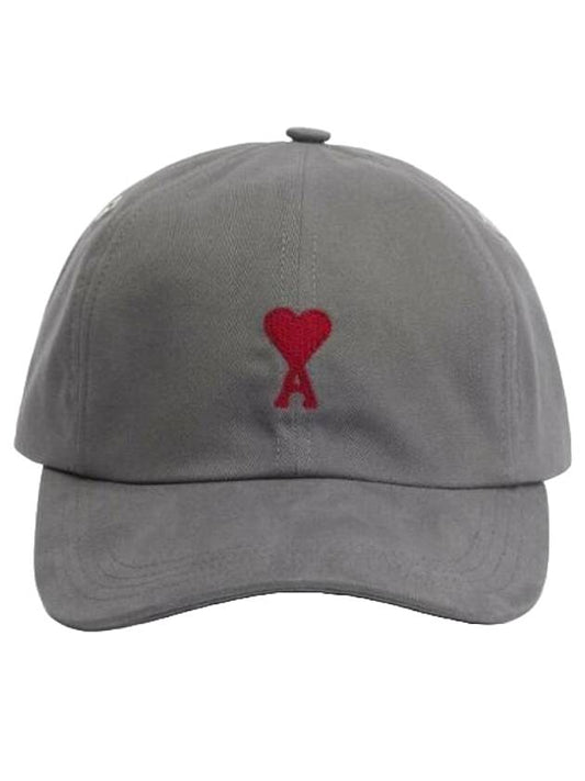 Embroidered Heart Logo Ball Cap Grey - AMI - BALAAN 1