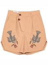 Men's I4SP03OR Migratory Bird Cross Stitch Shorts Orange - IOEDLE - BALAAN 2