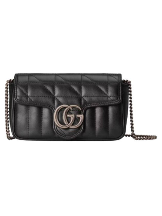 GG Marmont Silver Hardware Super Mini Bag Black - GUCCI - BALAAN 2