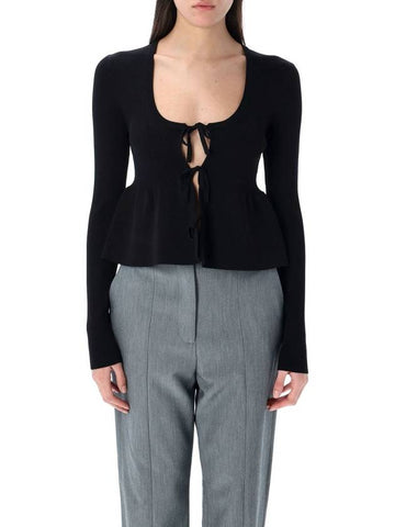 Ganni Rib Knit Tie String Cardigan - GANNI - BALAAN 1