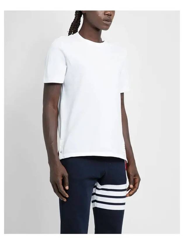 Men's Center Back Striped Short Sleeve T-Shirt White - THOM BROWNE - BALAAN 5