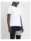 Men's Center Back Striped Short Sleeve T-Shirt White - THOM BROWNE - BALAAN 5