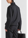 Triangle Logo Shirt Zip Up Jacket Black - PRADA - BALAAN 5