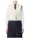 4-Bar Cropped Cable Merino Wool Cardigan Vest White - THOM BROWNE - BALAAN 2