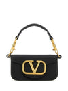 Gold Hardware V Logo Shoulder Bag Black - VALENTINO - BALAAN 1