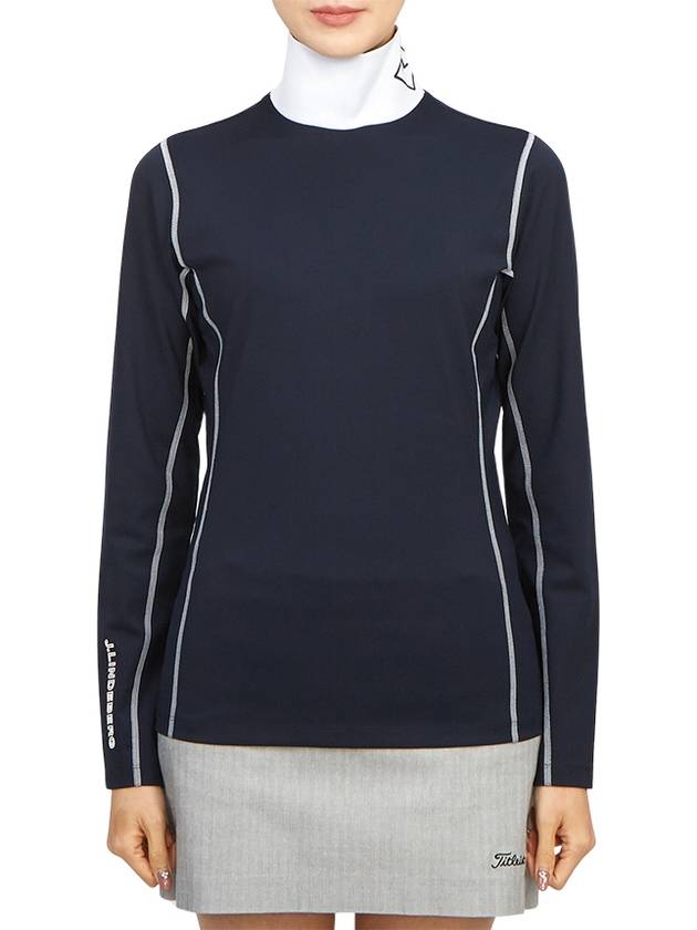 Powderhorn Mid Layer High Neck Long Sleeve T-Shirt Navy - J.LINDEBERG - BALAAN 2