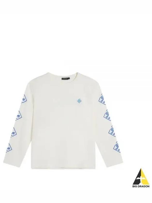 Camillo Graphic Crew Neck Long Sleeve T-Shirt Cloud White - J.LINDEBERG - BALAAN 2